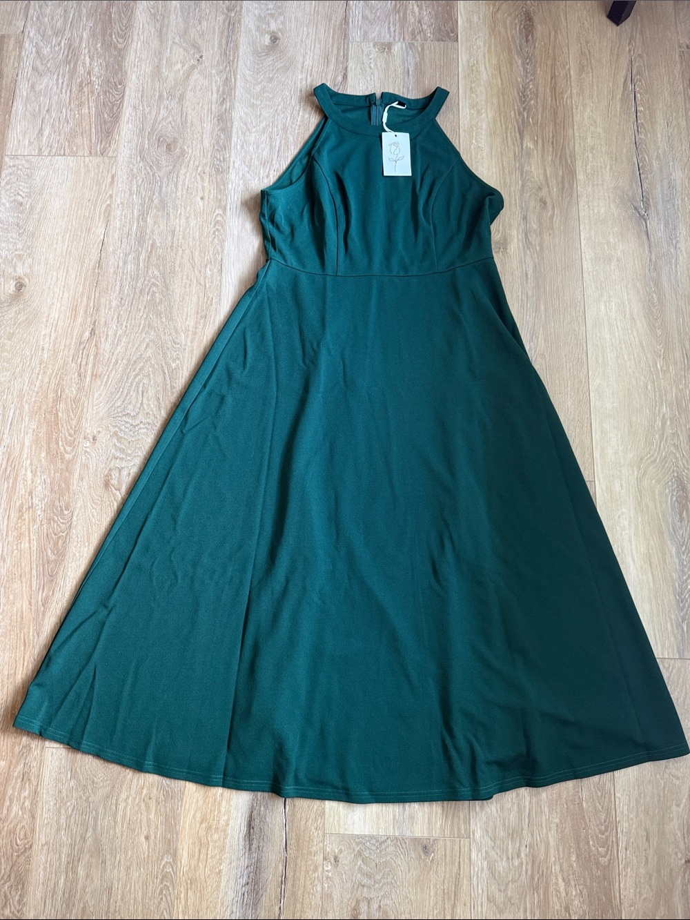 Sleeveless Forest Green A-Line Dress